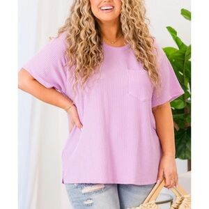 Andree by Unit Lilac Ribbed short sleeve top